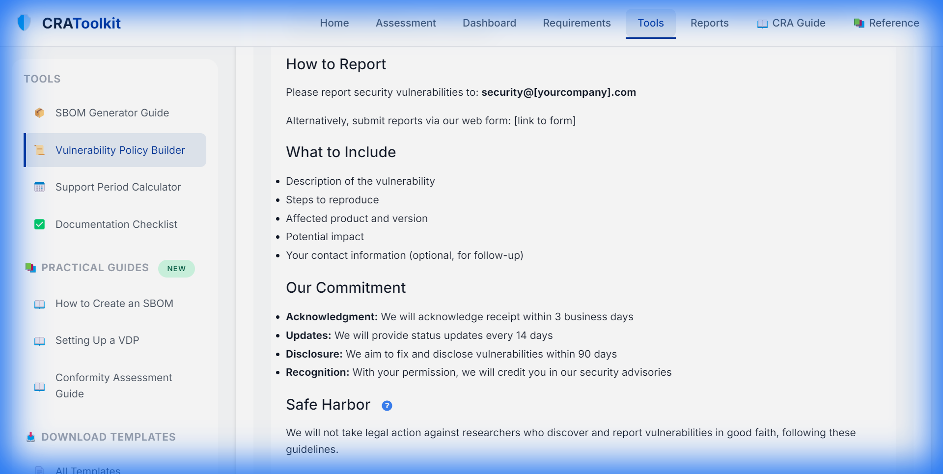 Vulnerability Disclosure Policy Generator